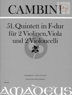 Quintet No.51 F-major (2 Vi.- 2 Va.-Vc.) (Score/Parts)