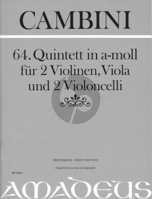 Cambini Quintet No.64 a-minor 2 Vi.-Va.-2 Vc. (Score/Parts) (edited by Bernhard Pauler)