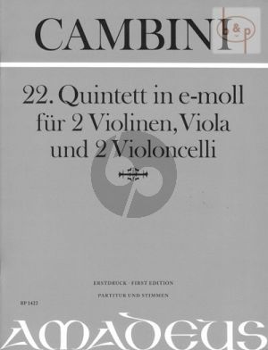 Quintet No.22 e-minor (2 Vi.-Va.- 2 Vc.) (Score/Parts)