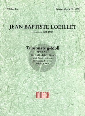 Loeillet Sonata g-minor Op.1 No.3 Treble Recorder [Flute], Oboe and Bc Score and Parts) (edited by Hugo Ruf) (Moeck)