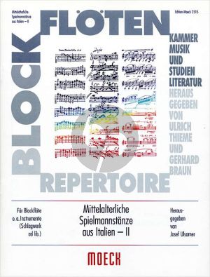 Album Mittelalterlicher Spielmannstanze aus Italien Vol.2 1 Spieler mit Blockflöten (SinoSATB) im Wechsel sowie Schlagzeug Ed. Josef Ulsamer