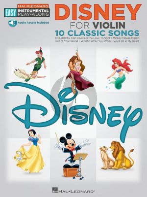 Disney for Violin - 10 Classic Songs Book with Audio Online (Easy instrumental play-along)