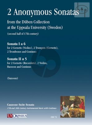 2 Anonymus Sonatas from the Duben Collection (2 Cornetts[Recorders]- 2 Vi.-Bsn.-Bc)