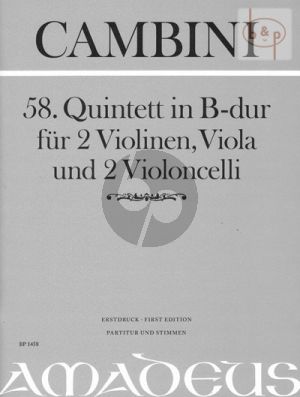 Quintet No.58 B-flat major (2 Vi.- 2 Va.-Vc.) (Score/Parts)