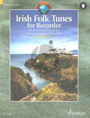 Irish Folk Tunes for Descant Recorder (63 Traditional Pieces) (book with online audio file) (Peter Bowman)