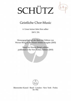 Unser keiner lebet Ihm selber SWV 374 (SSATTB) (No.6 from Geistliche Chor-Music)