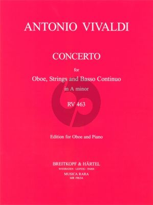 Vivaldi Concerto a-minor RV 463 (F.VII n.13) Oboe, Strings and Bc Reduction Oboe and Piano (edited by Robert Paul Block)