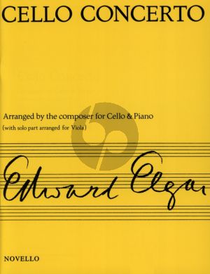 Elgar Cello Concerto Op.85 arr. for Viola and Piano (Arranged by the Composer for Cello and Paino with Solo Part arranged for Viola by Lionel Tertis)