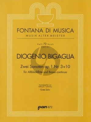 Bigaglia 2 Sonaten Op. 1 No. 3 und 10 für Altblockflöte und Bc. (Grete Zahn)