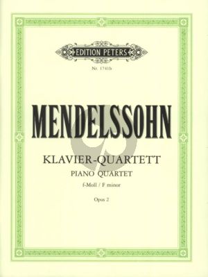 Mendelssohn Quartett No. 2 f-moll Op. 2 Violine-Viola-Violoncello und Klavier (Part./Stimmen) (Hermann)