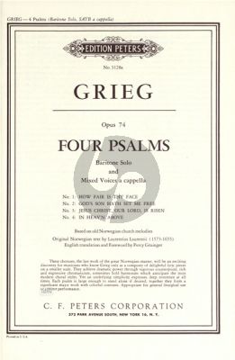 Grieg 4 Psalmen Op.74 Baritone-SATB (English) (Peters)