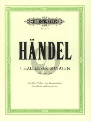 Handel 3 Hallenser Sonaten HWV 374 , 375 , 376 fur Flote [Violine] und Bc (Herausgeber Waldemar Woehl)