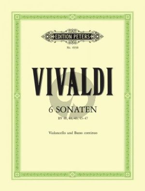 Vivaldi 6 Sonaten (RV 40, 41 43, 45-47) Violoncello-Bc. (Diethard Hellmann)