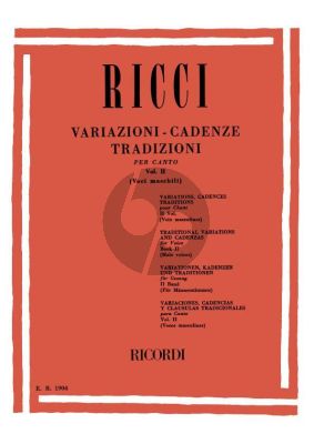 Ricci Variazione Cadenzas Traditions Vol.2 (Male Voices)