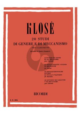 Klose 20 Characteristic Studies in Mechanism (20 Studi di genere e di meccanismo) (Clarinet)