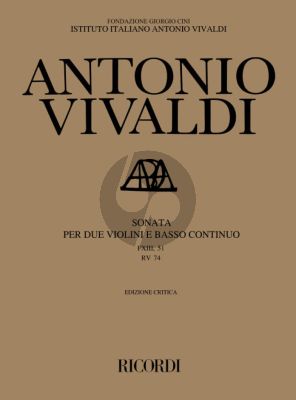 Vivaldi Sonata g-minor RV 74 - F.XIII N.51 2 Violins and Bc (Score)