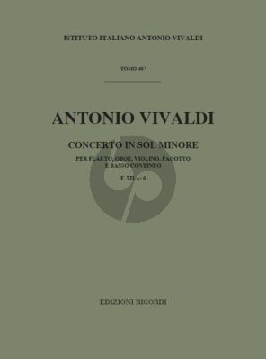 Vivaldi Concerto g-minor RV 107 Flute-Oboe-Violin-Bassoon and Bc (Score) (edited by Gian Francesco Malipiero)