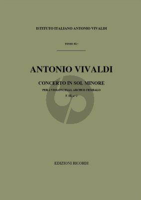Vivaldi Concerto g-minor RV 531 F.III n.2 2 Cellos and Orchestra Score (Gian Francesco Malipiero)
