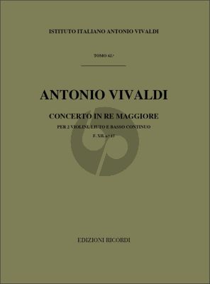Vivaldi Concerto D-major RV 93 F.XII n.15 Lute-2 Violins and Bc (Score) (Gian Francesco Malipiero)