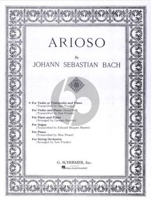 Bach Arioso for Violin or Violoncello and Piano (Transcribed by Sam Franko)