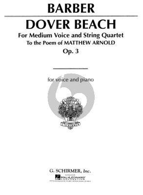 Barber Dover Beach for Medium Voice-String Quartet Edition for Voice and Piano
