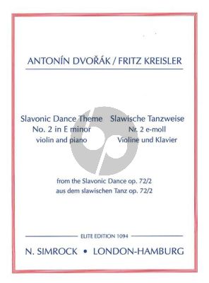 Dvorak Slavonic Dance Op.72 No.2 e-minor Violin and Piano (Fritz Kreisler)