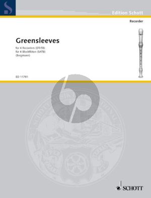 Greensleeves 4 Recorders (SATB) (Score) (edited by Walter Bergmann)