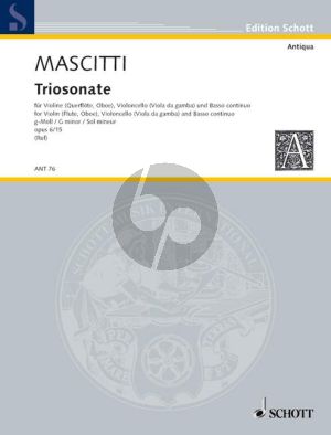 Mascitti Triosonate g-moll Opus 6 No.15 Violine Flöte/Oboe)-Violoncello-Bc (Part./Stimmen) (Hugo Ruf)