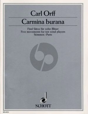 Orff Carmina Burana (5 Satze) fur 2 Flöten (2. auch Piccolo), 2 Oboen (2. auch Englischhorn), 2 Klarinetten, 2 Hörner, Fagott, Kontrafagott (auch 2. Fagott) Stimmen