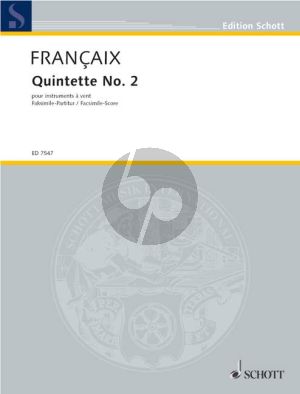 Francaix Quintette No.2 Flute-Oboe-Clar.-Horn-Bassoon (1987) (Score)