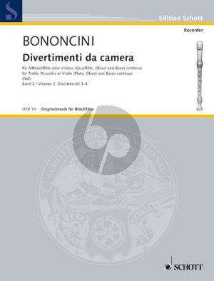 Bononcini Divertimenti da Camera Vol.2 Treble Rec.[Fl./Ob./Vi.]) (Violonc. [Viola da Gamba ad lib.] mit Bc (Hugo Ruf)