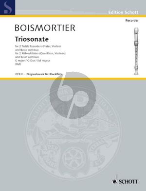 Boismortier Triosonata G-major 2 Treble Recorders [Fl./Vi.] -Bc (Score/Parts) (Hugo Ruf)