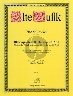 Danzi Bläserquintett B-dur Op. 56 No. 1 Flöte, Oboe, Klarinette (B), Horn (F) und Fagott (Stimmen) (Günther Weigelt)