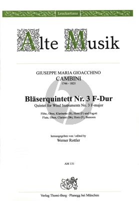 Cambini Quintett No. 3 F-dur Blaserquintett Stimmen (Horn[Eb]) (Werner Rottler)