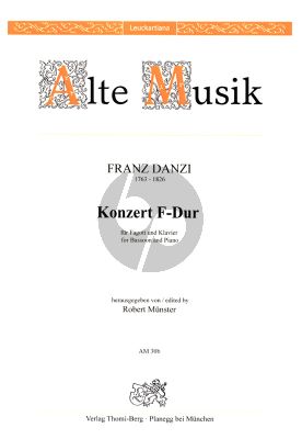 Danzi Konzert No.2 F-dur Fagott-Klavier (Herausgegeben von Robert Munster)