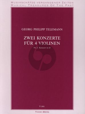 Telemann Konzert No.2 D dur fur 4 Violinen Partur und Stimmen (Herausgeber Walter Upmeyer)
