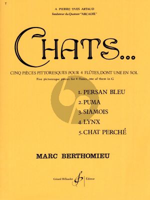 Berthomieu Chats for 3 Flutes in C- 1 Flute in G Parts