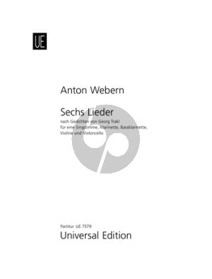 6 Lieder Op.14 Sopr.-Clar.-Bass Clar.-Vi.-Vc. Score