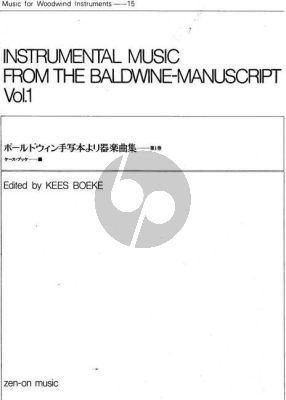 Instrumental Music from the Baldwine Manuscript Vol. 1 (2 - 3 Recorders) (Kees Boeke)