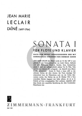 Leclair Sonate No.1 e-moll Flute-Piano (Emil Zanke)