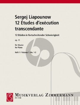Lyapunov 12 Etuden in fortschreitender Schwierigkeit Op. 11 Vol.1 No. 1 - 3 Klavier