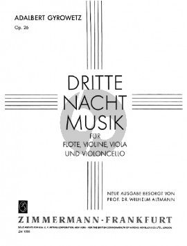 Gyrowetz Dritte Nachtmusik Op. 26 Flote-Violine-Viola und Violoncello (Stimmen)