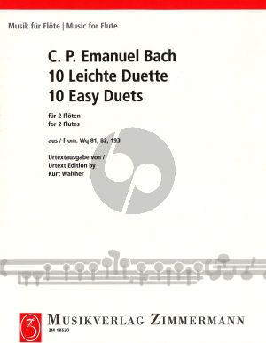 Bach C.Ph.E. 10 Leichte Duette WQ 81 - 82 - 193 2 Flöten