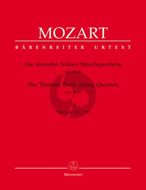 Mozart 13 Fruhe Streichquartette Vol. 3 KV 168 - 169 - 170 Stimmen (Karl Heinz Füssl / Wolfgang Plath / Wolfgang Rehm) (Barenreiter-Urtext)