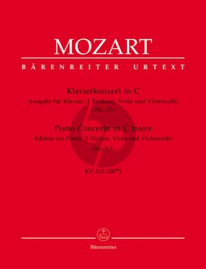 Mozart Piano Concerto C-major KV 415 (No.13) (Piano-Strings) (Score/Parts) (Barenreiter-Urtext)