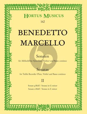 Marcello Sonaten Vol.2 Op.2 No.3 - 4 (g-Moll-eMoll) Altblockflote [Flote/Violine] und Bc (Herausgeber Jorgen Glode) (Barenreiter)