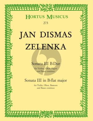 Zelenka Sonate No. 3 B-dur ZWV 181 - 3 2 Oboen-Fagott-Bc (Part./Stimmen) (Wolfgang Reich) (Barenreiter)