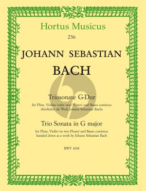 Bach Triosonata G-major BWV 1038 (Flute-Vi.[Fl.]-Bc) (edited G.Kirchner) (Hortus Musicus)