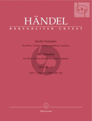6 Sonaten Vol.1 (HWV 380 - 381) (Oboe-Vi.[Oboe]- Bc) (Score/Parts)