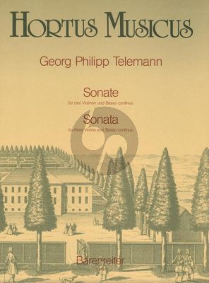 Telemann Sonata B-major (appendix 43:B1) (3 Violins-Bc) (Score/Parts) (edited by Adolf Hoffmann)